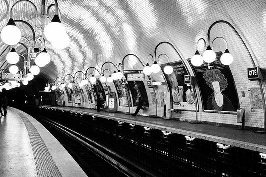 Paris Metro Cité in Black and White