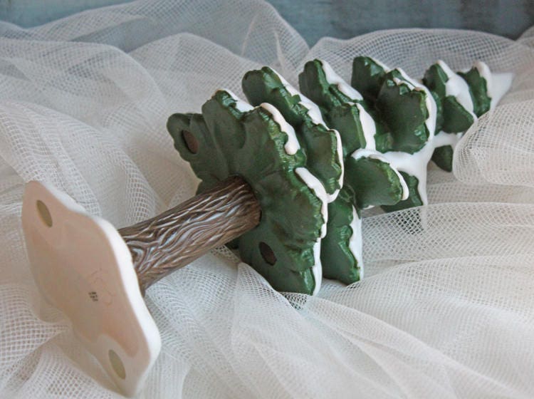 Christmas Tree Covered with Snow. Porcelain Village Pine by Department 56. Tree for Christmas Village. Free Standing Winter Decor Accessory.