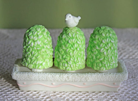 Easter Accessories by Department 56. Three Topiaries with Bird Figurine. Collectibles.