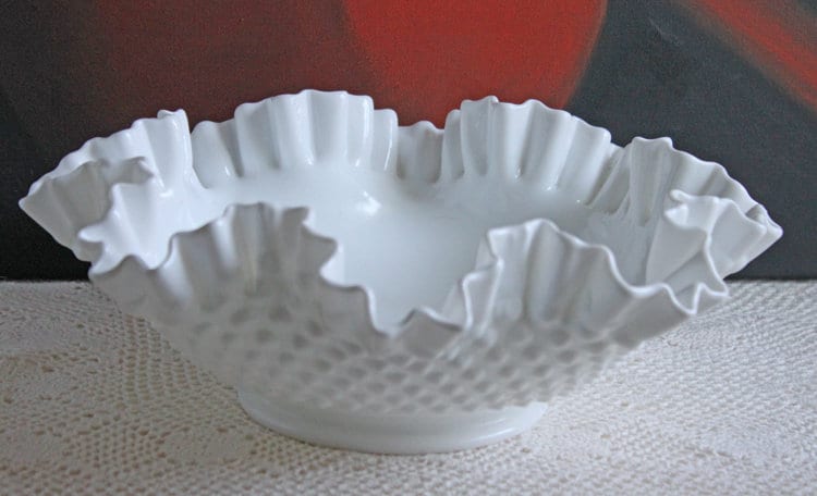 Large Crystal Footed Bowl. Clear Cut Crystal Centerpiece Serving Dish. Most Likely Waterford. Fine Dining. Elegant Fruit Bowl.