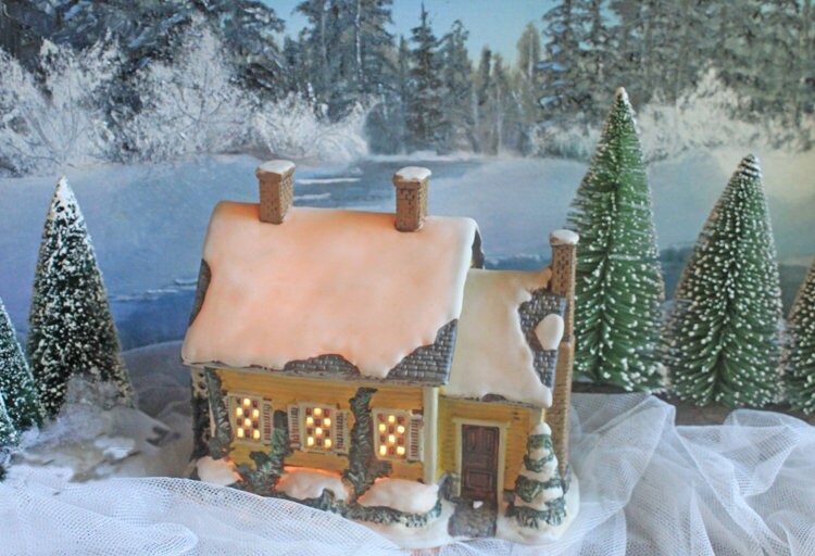 Victorian Train Station. Illuminated Christmas Village House. Potterville Station. Holiday Time. Holiday Decor.