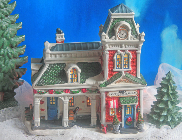 Christmas Village House Potterville Train Station
