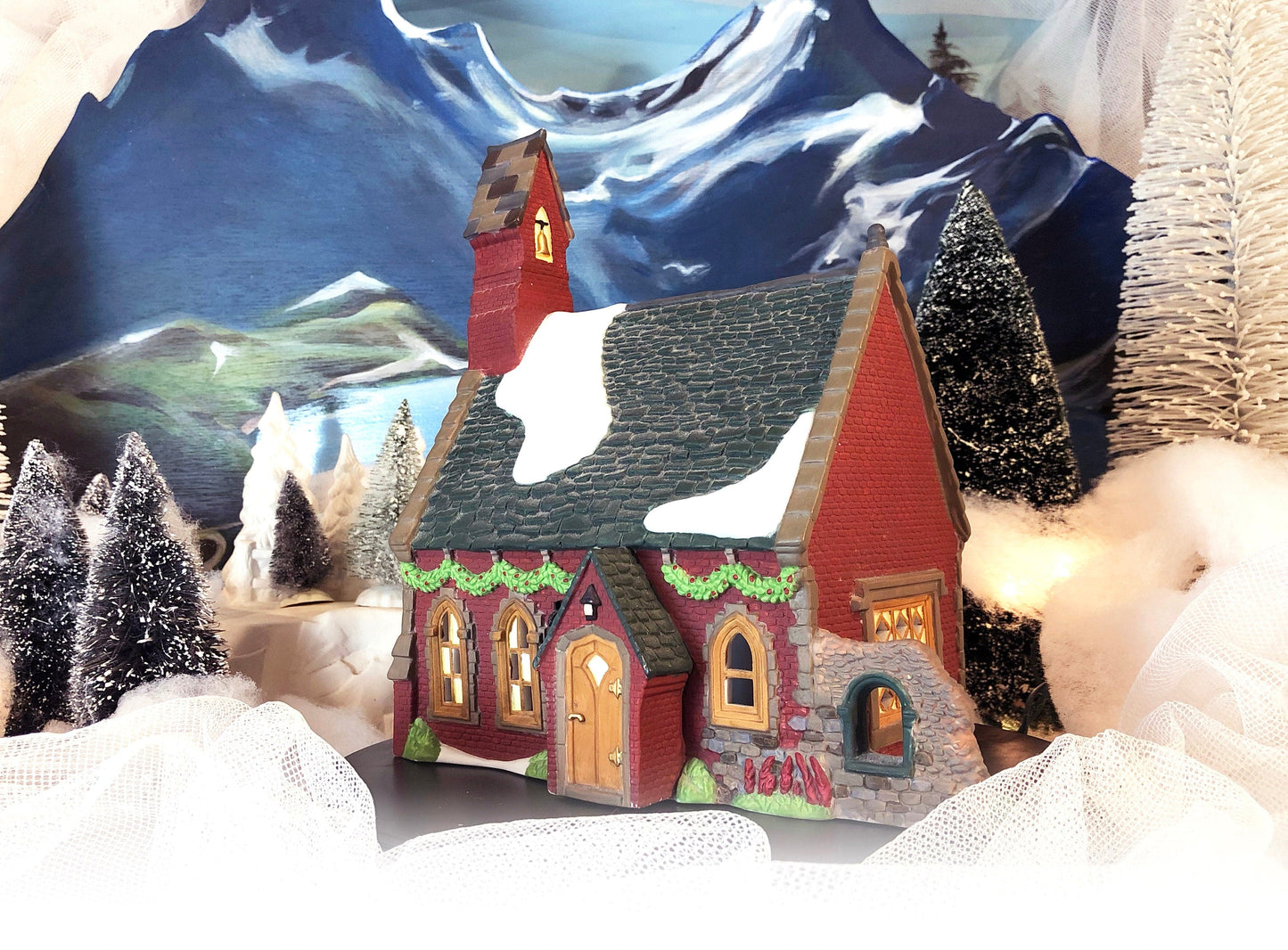 Department 56 Dickens Christmas Village Dudden Cross Church with Light