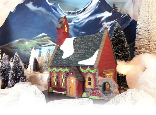 Department 56 Dickens Christmas Village Dudden Cross Church with Light