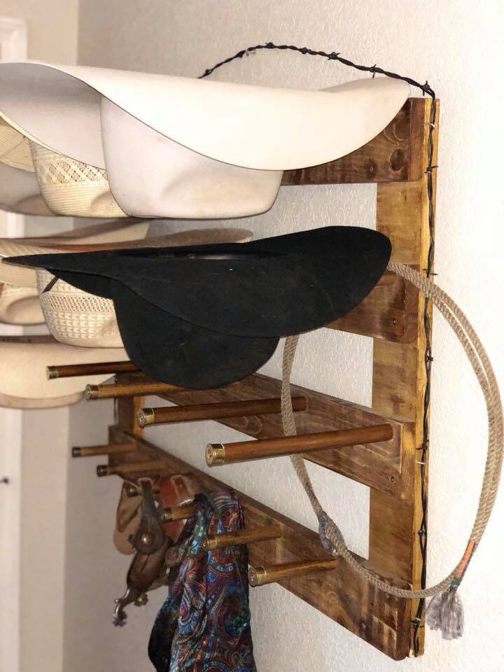 9 Cowboy Hat Rack | Cowboy Hat Holder | Rustic Western Hat Display | Handcrafted Wooden Organizer | Space-Saving Home Decor | Made in USA