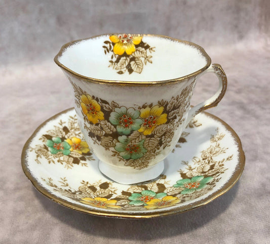 Vintage Cup and Saucer by Melba China Co.  Fine Grade Tea Set Made in England.
