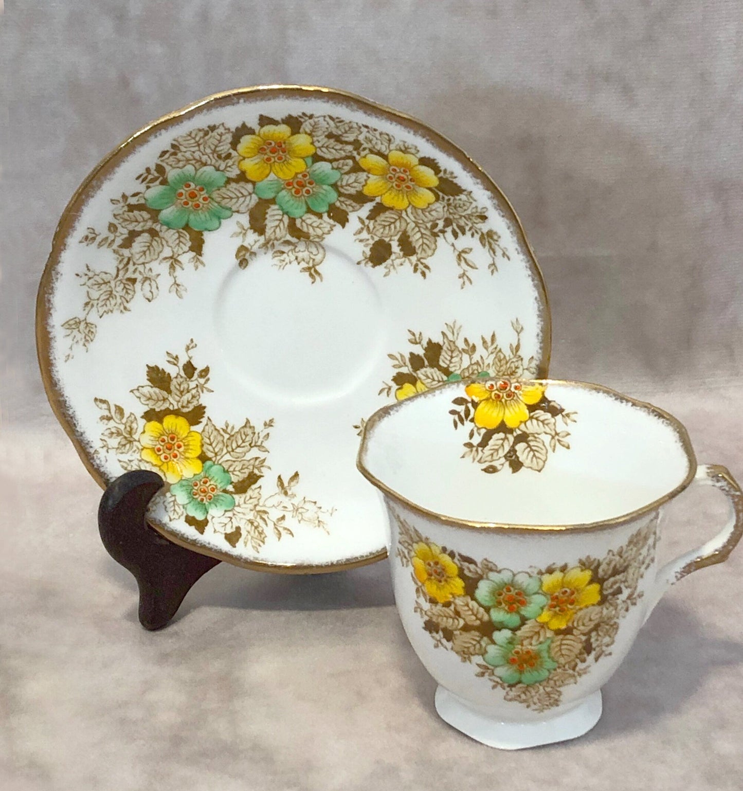 Vintage Cup and Saucer by Melba China Co.  Fine Grade Tea Set Made in England.