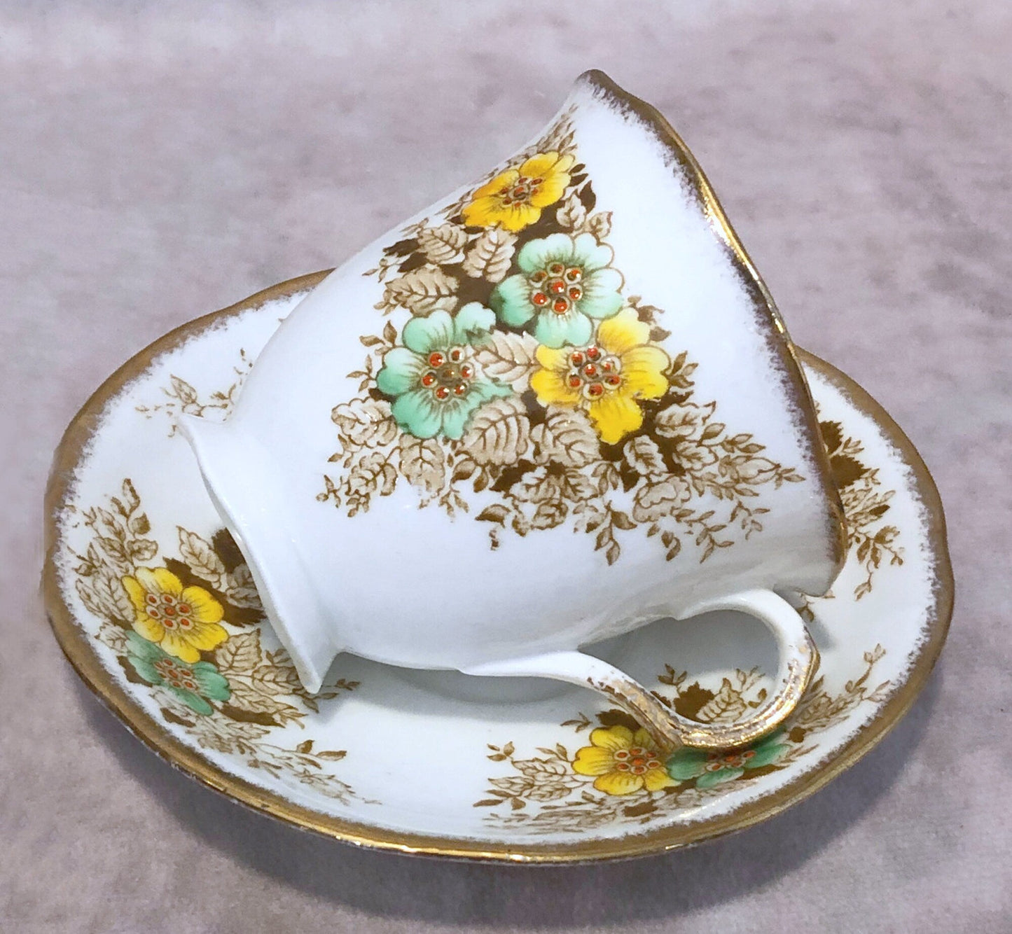 Vintage Cup and Saucer by Melba China Co.  Fine Grade Tea Set Made in England.