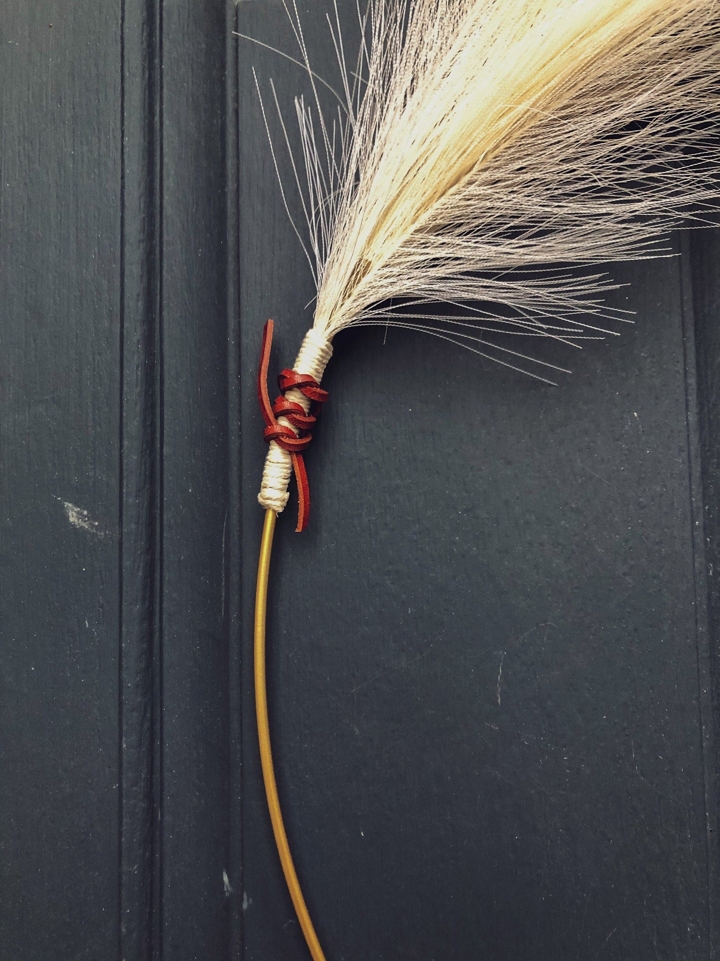Modern Pampas Grass Hoop Wreath with Leather Detail
