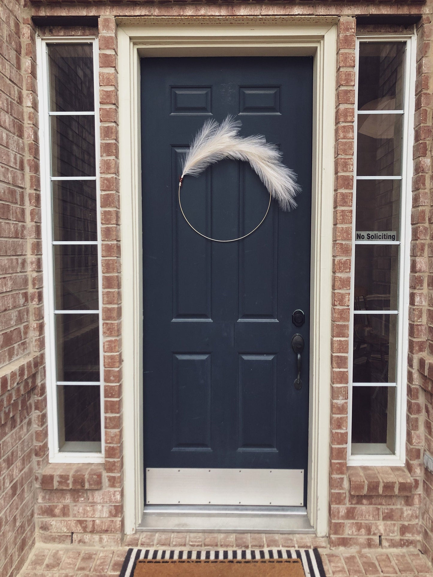 Modern Pampas Grass Hoop Wreath with Leather Detail