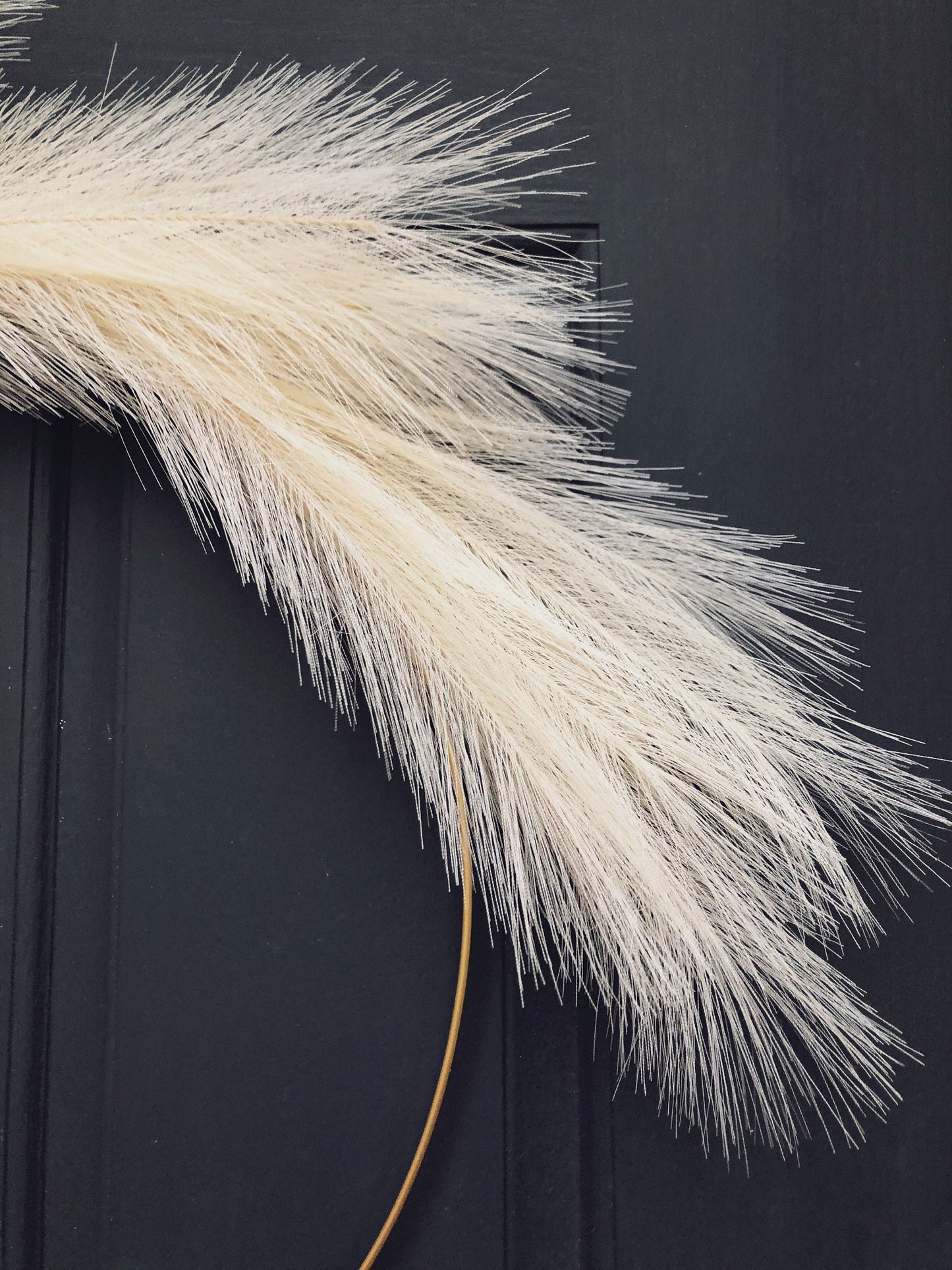 Modern Pampas Grass Hoop Wreath with Leather Detail