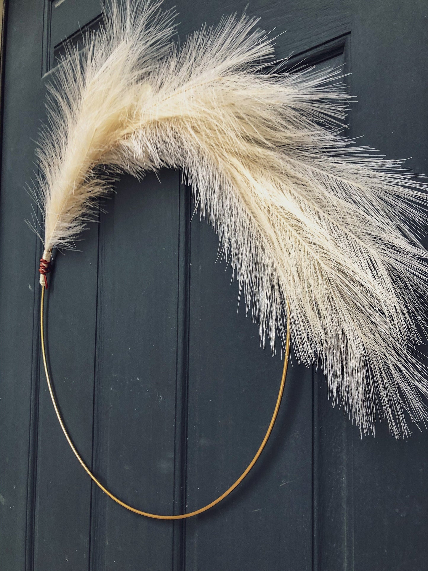 Modern Pampas Grass Hoop Wreath with Leather Detail