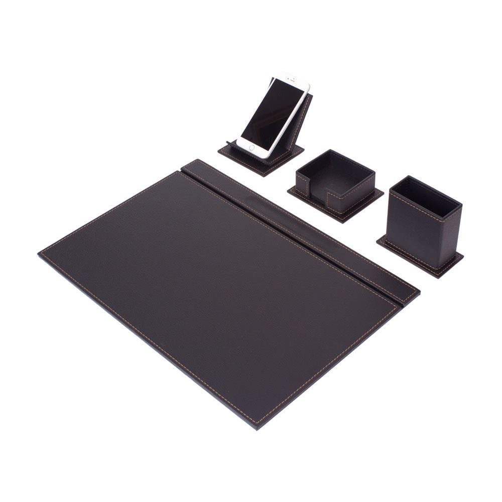 MOOG Luxury Desk Set-4 Accessories- Brown - 4 PCS