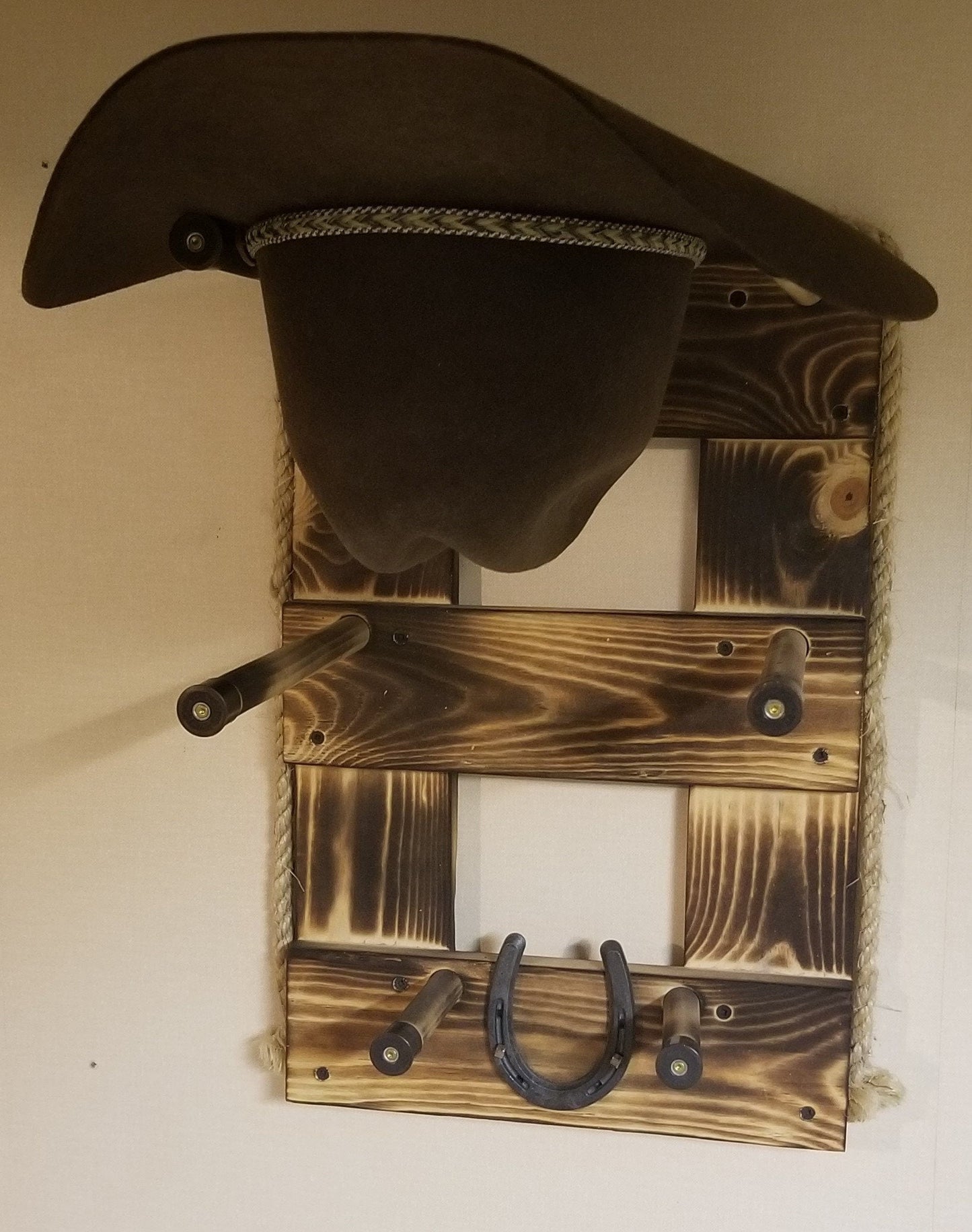 2 Cowboy Hat Rack Vertical | Cowboy Hat Holder | Rustic Western Hat Display | Handcrafted Wooden Organizer | Space-Saving Home Decor | Made in USA