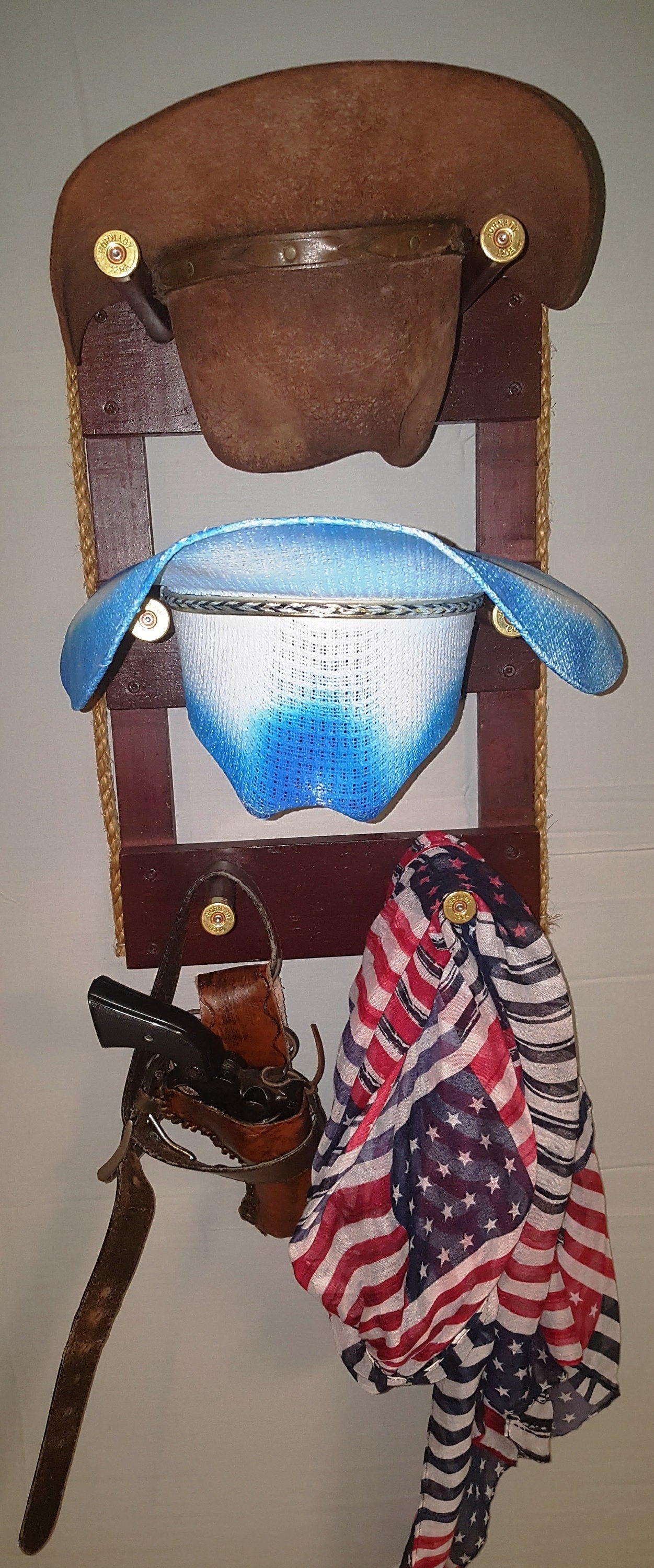 2 Cowboy Hat Rack Vertical | Cowboy Hat Holder | Rustic Western Hat Display | Handcrafted Wooden Organizer | Space-Saving Home Decor | Made in USA