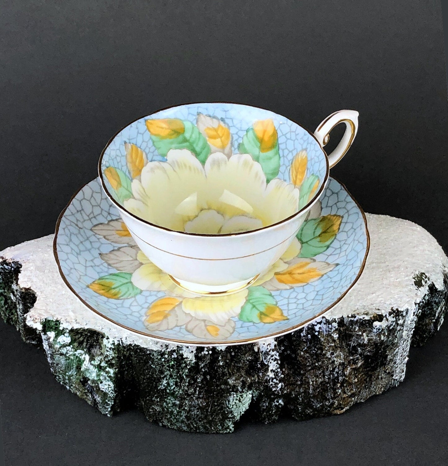 Vintage Teacup and Saucer with Lilies of the Valley Pattern.
