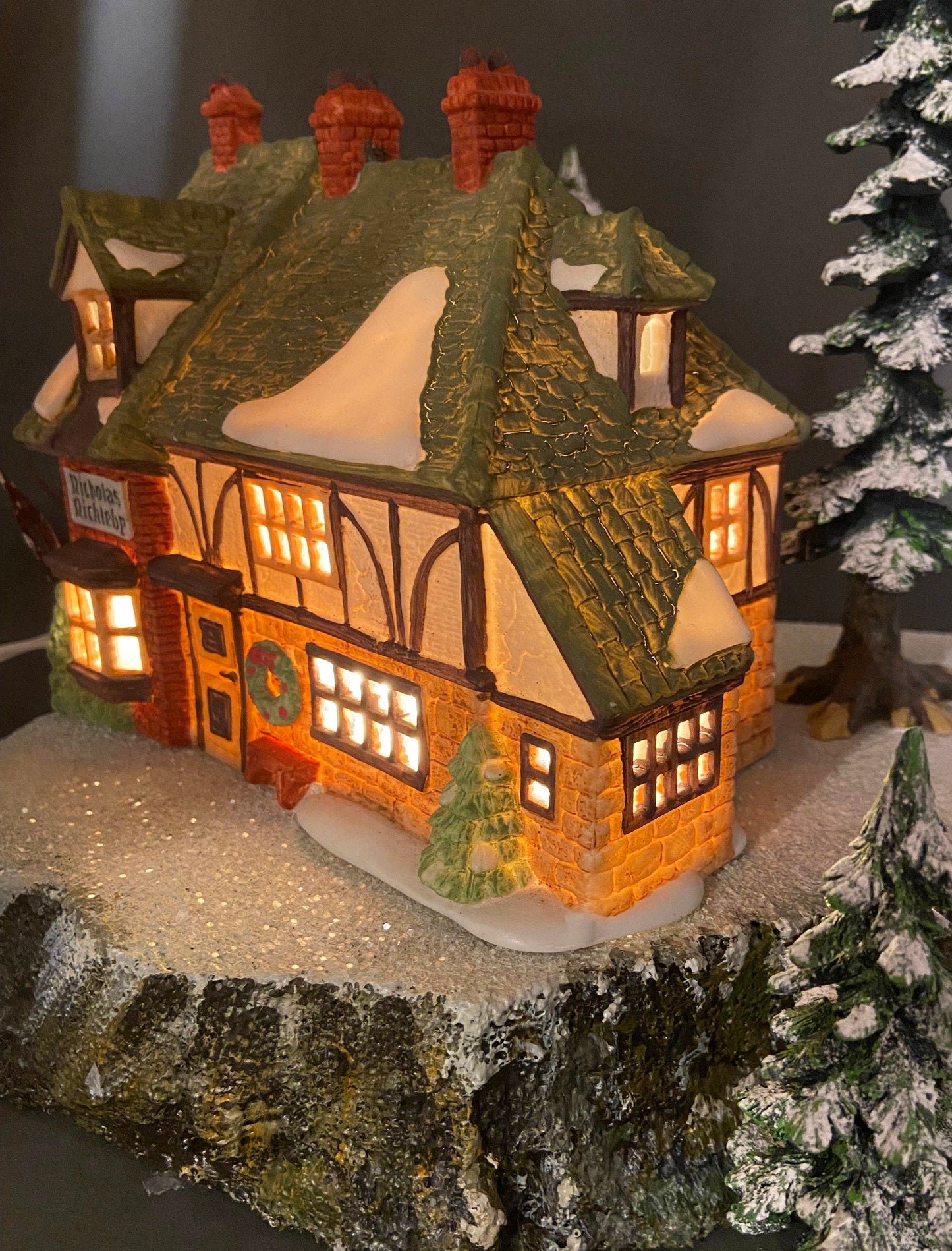 Christmas Village House by Department 56. New England Village Series. Illuminated Nicholas Nickleby Cottage.