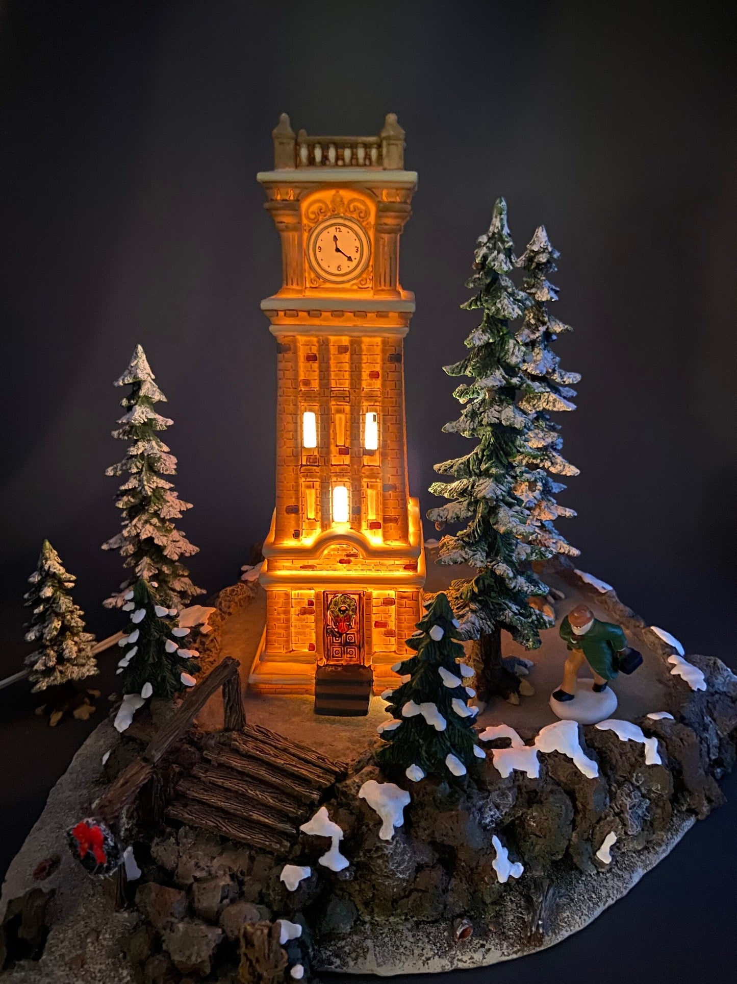 Village Accessories by Lang and Wise.  Red Round Barn. Town Hall Collectibles. Artwork of Linda Nelson Stock.