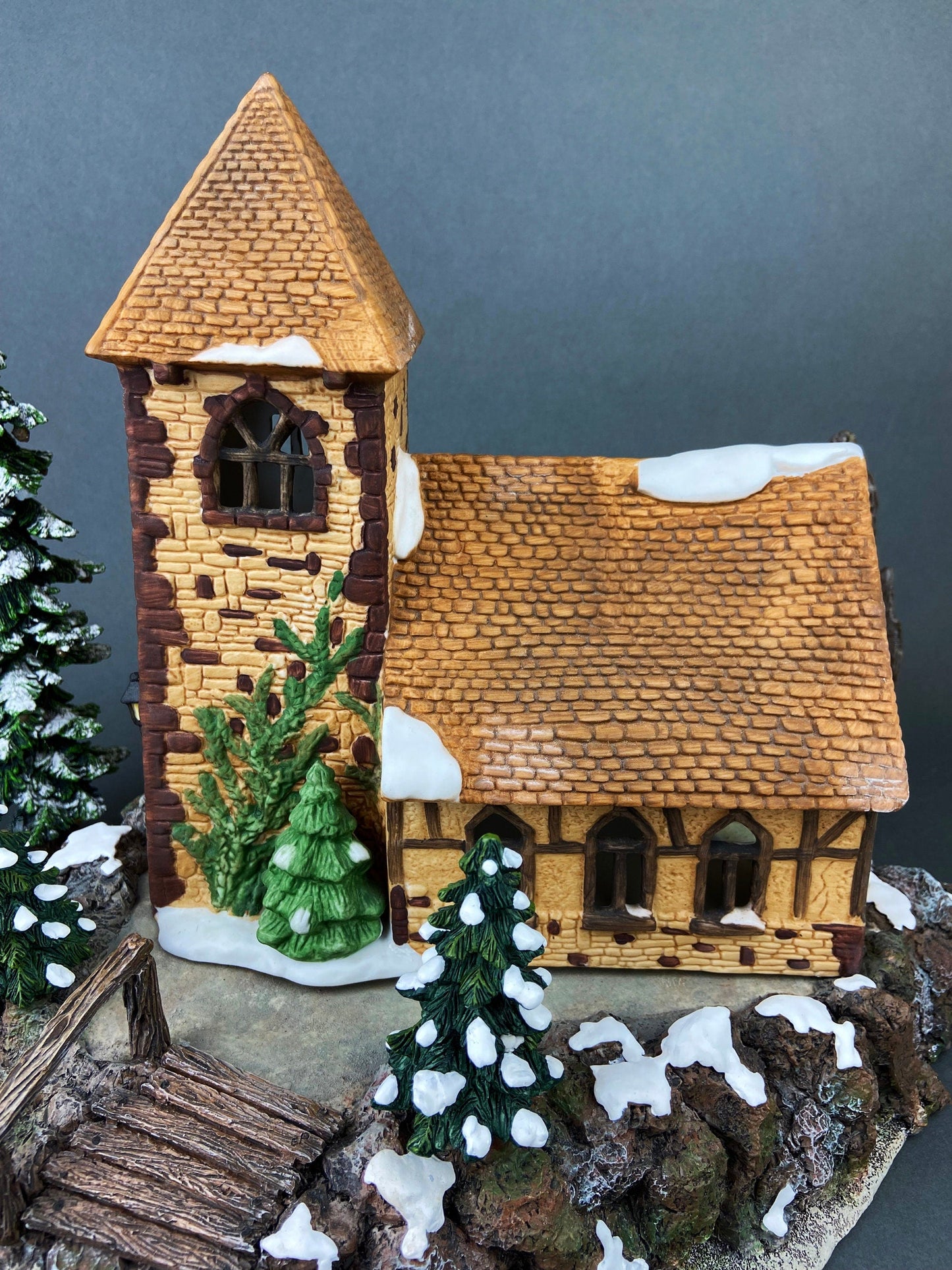 Christmas Village Accessories by Department 56.  Illuminated Village Church.  Dickens Village Series.