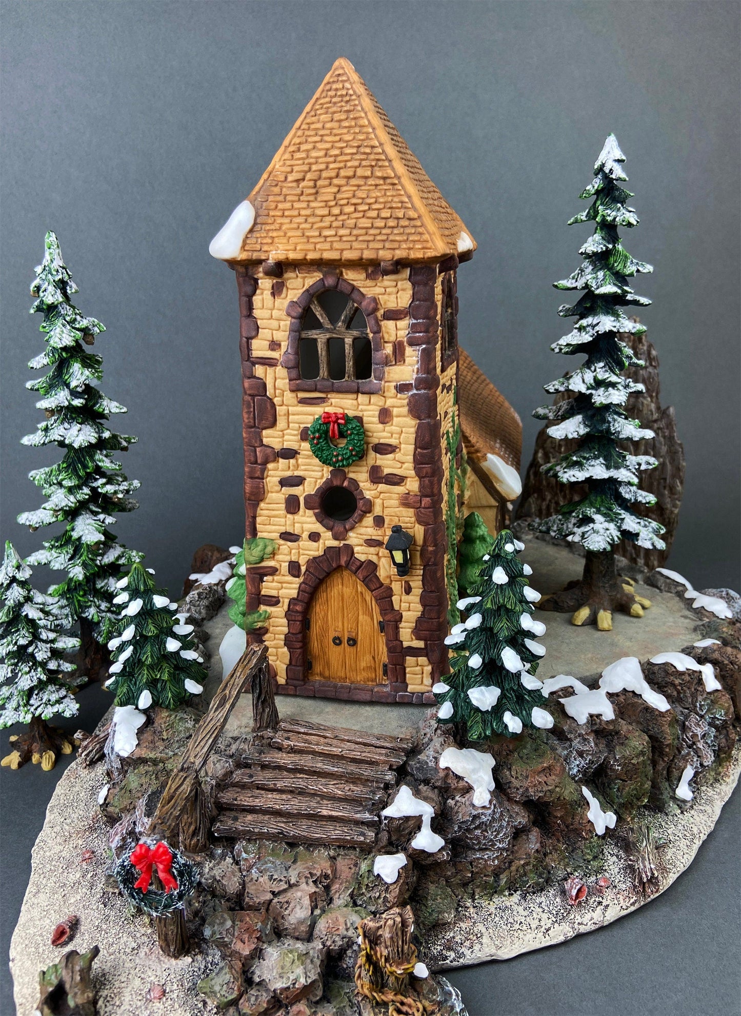 Christmas Village Accessories by Department 56.  Illuminated Village Church.  Dickens Village Series.