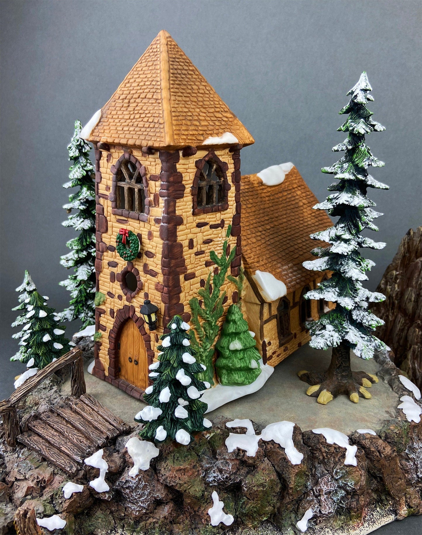 Christmas Village Accessories by Department 56.  Illuminated Village Church.  Dickens Village Series.