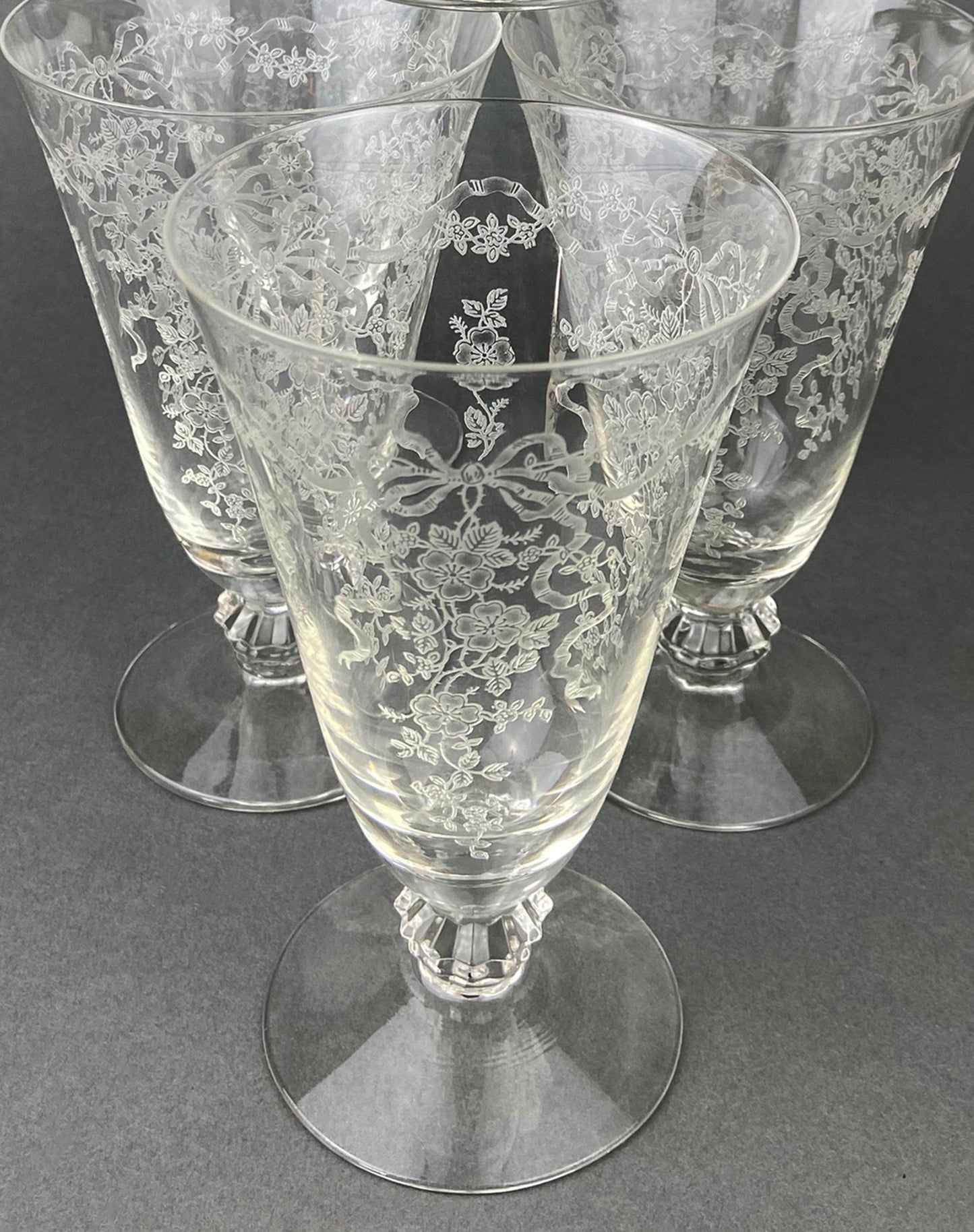 Fenton Water or Ice Tea Crystal Goblets. Romance by Fenton Glasses. Set of 6 Vintage Stemware