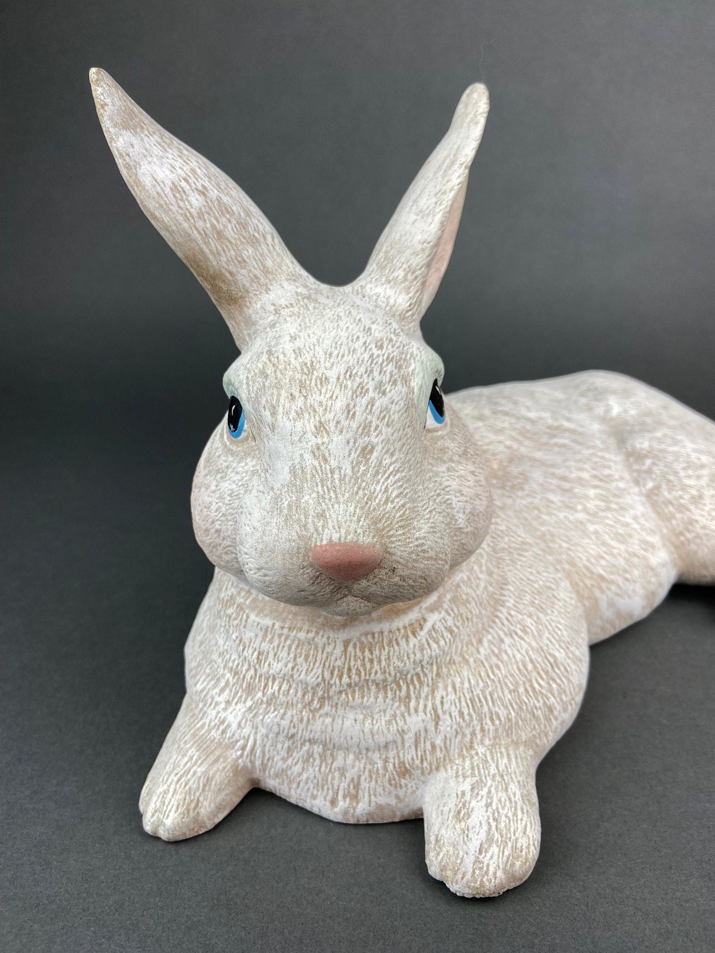 Large White Bunny Rabbit Figurine. Cute Reclining Plump Bunny for Easter and Spring Celebration. Modern Farmhouse. Rustic House Decor.