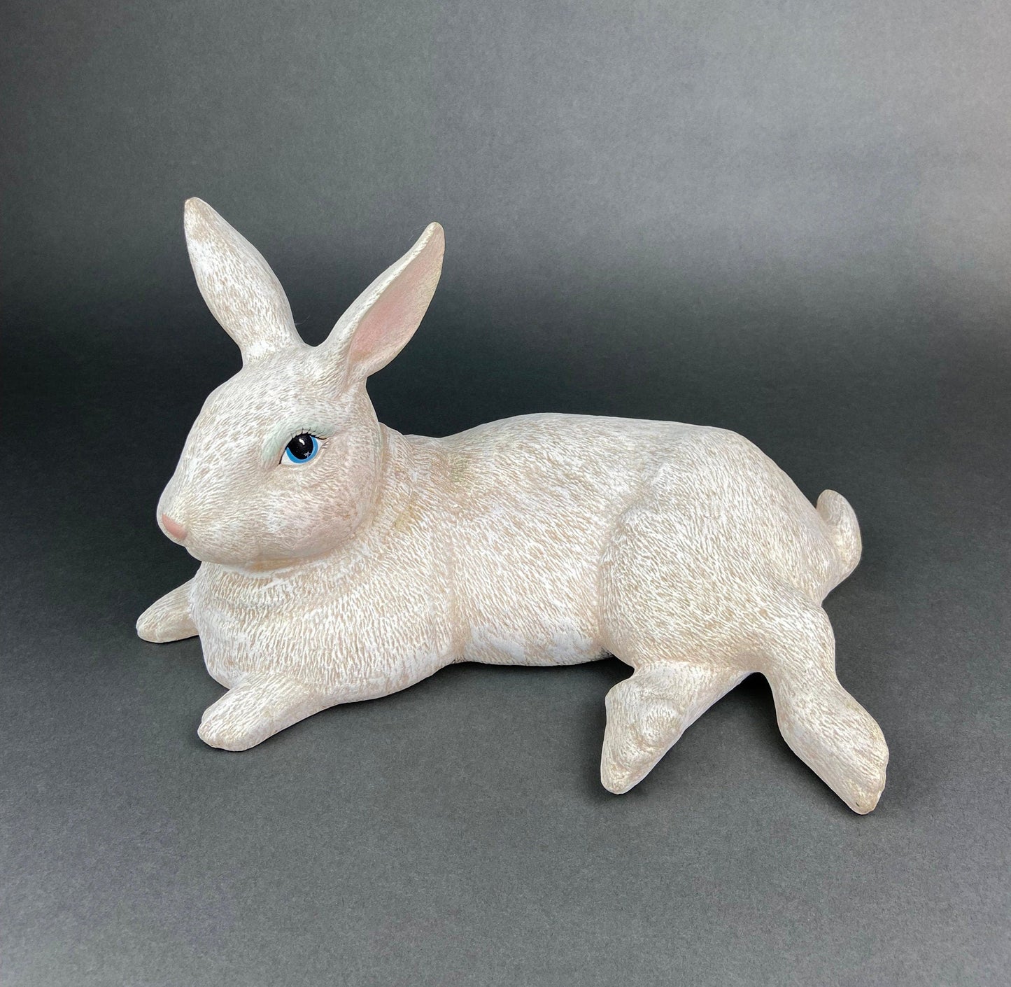 Large White Bunny Rabbit Figurine. Cute Reclining Plump Bunny for Easter and Spring Celebration. Modern Farmhouse. Rustic House Decor.