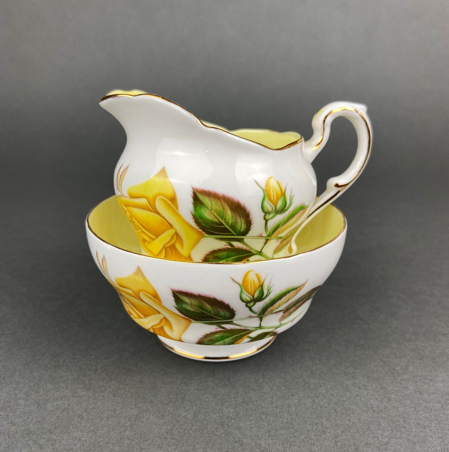 Vintage Creamer and Sugar Bowl with Lid.  Paragon Fine Bone China. By Appointment to Her Majesty The Queen Potters. Made in England.