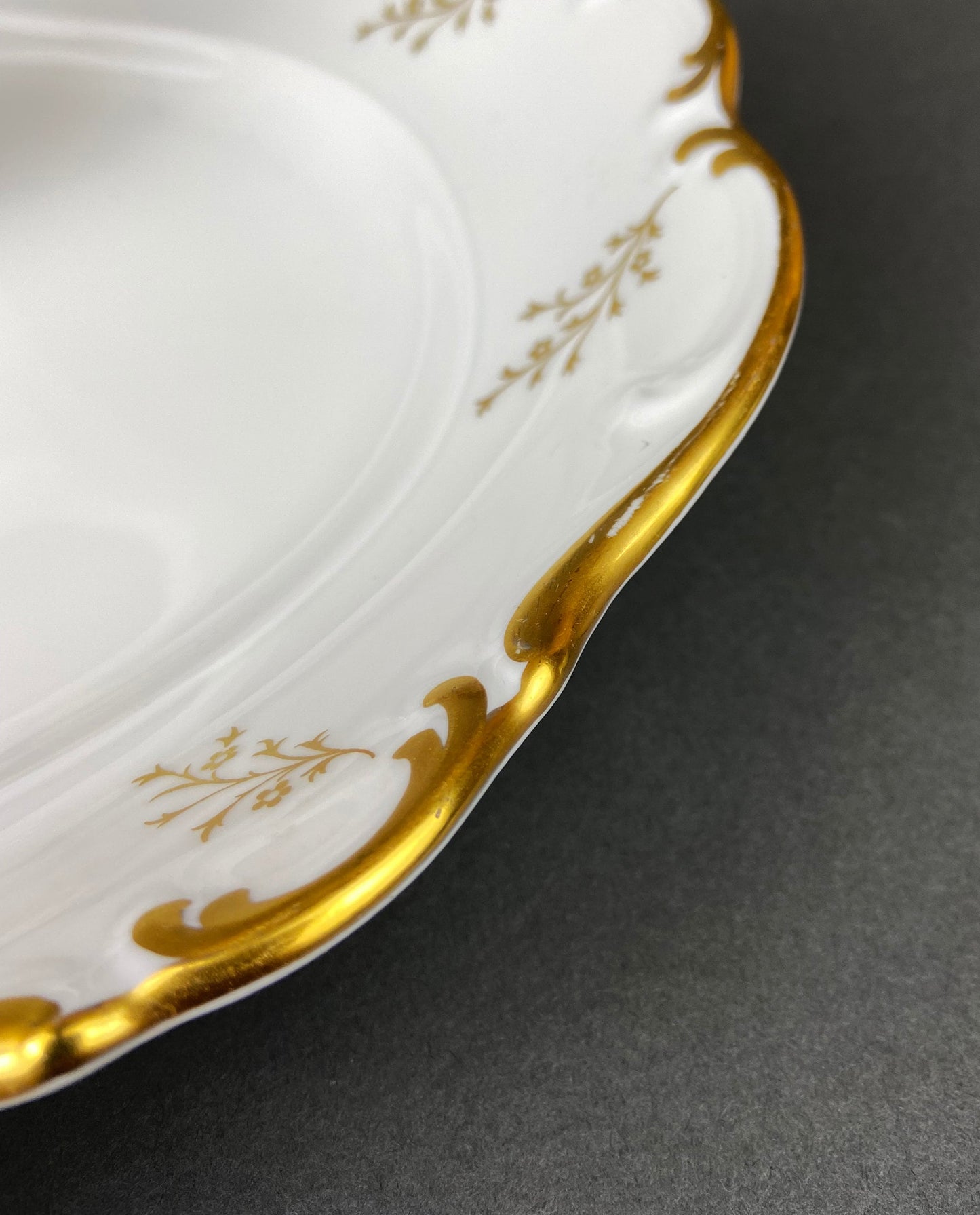 Vintage Serving Platter. Fine Porcelain Serving Dish by Schumann Arzberg, Germany.  White Tableware with Gold Rime and Detailing..