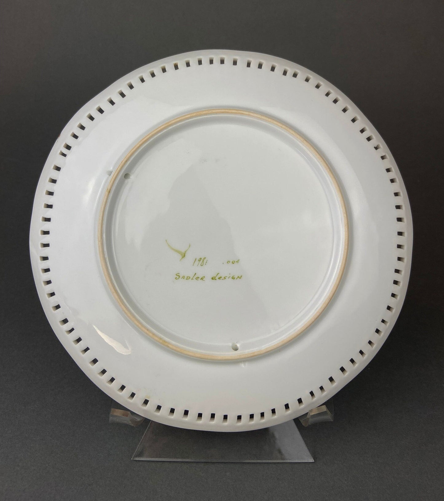 Vintage Hand Painted Porcelain Plate: Rose Motif, Reticulated Rim