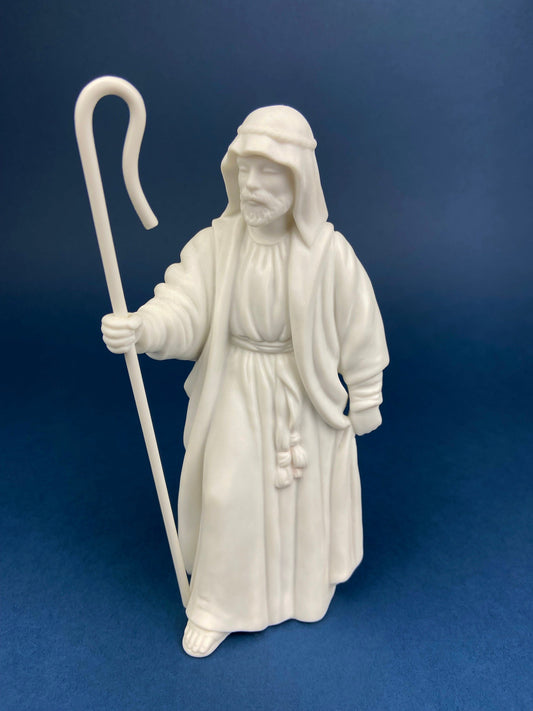 Vintage Avon Nativity Figurine. Shepherd.  White, Bisque Porcelain.  Avon Nativity Collectibles. Christmas Decor. Replacements.