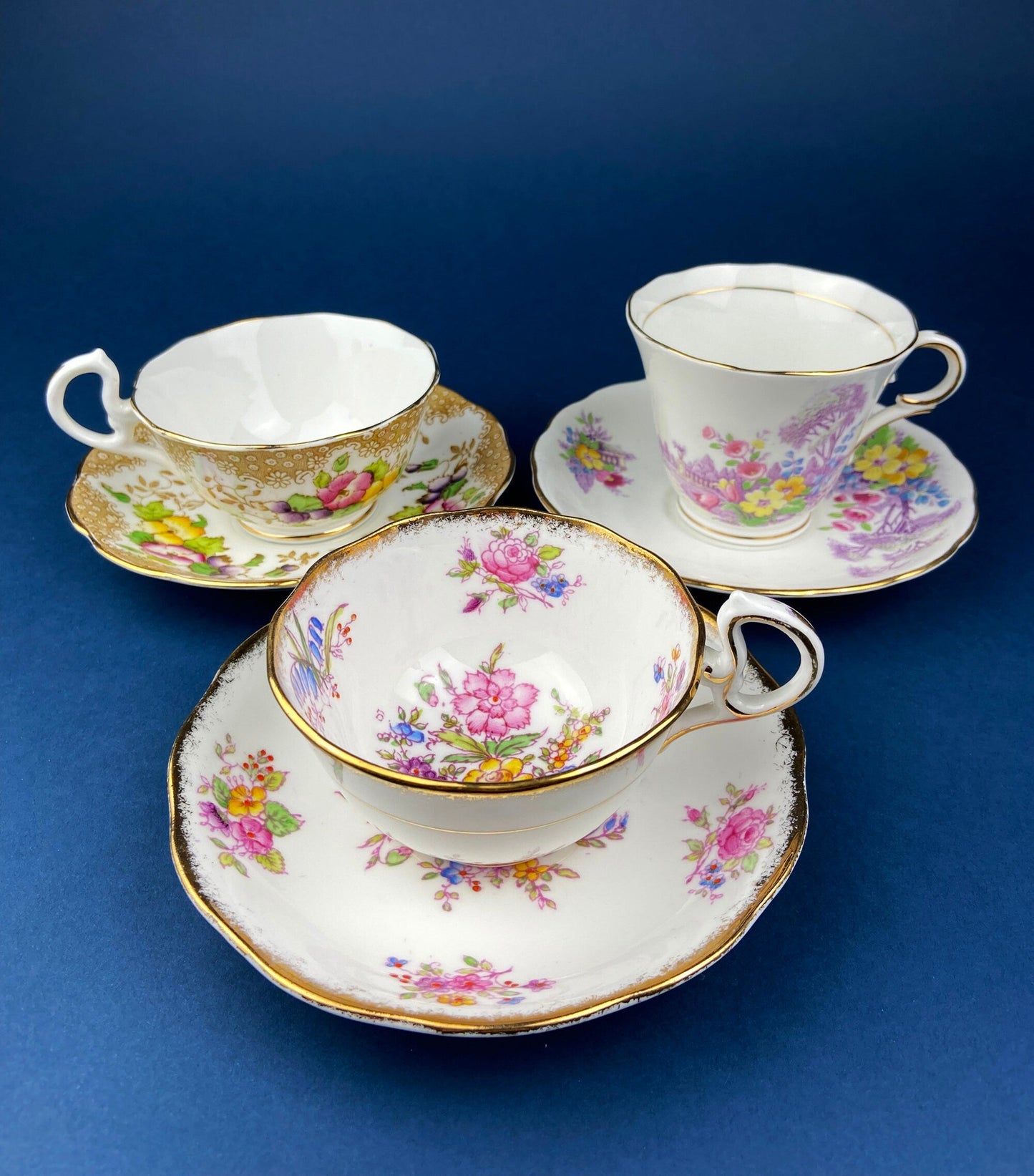 Vintage Teacup or Coffee Cup and Saucer. Royal Albert Georgina. Fine Bone China. Made in England.