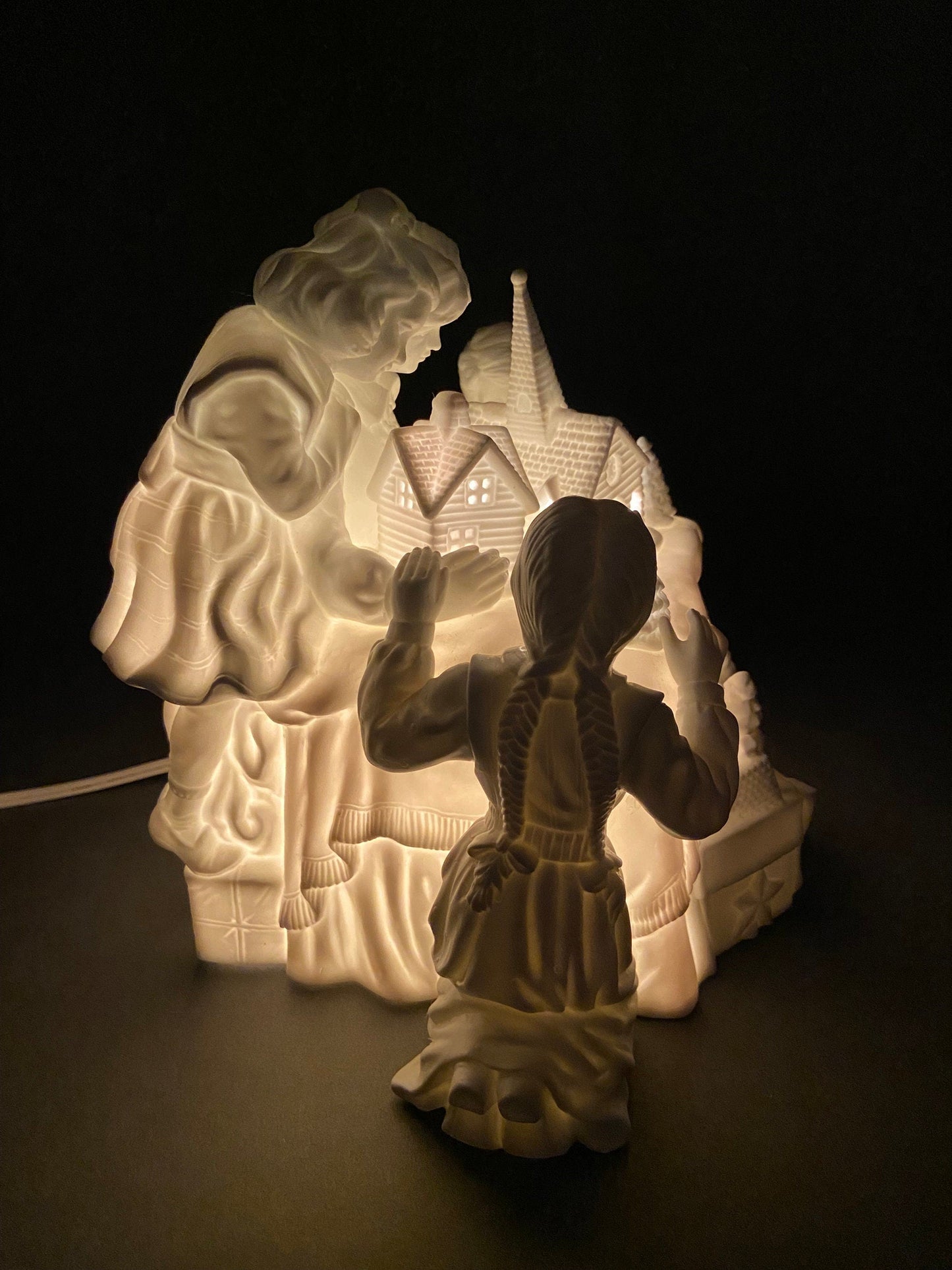 Christmas Accessories by Dept. 56. Family Tradition Winter Silhouette. Illuminated White Porcelain. Incredible Detail All Around.
