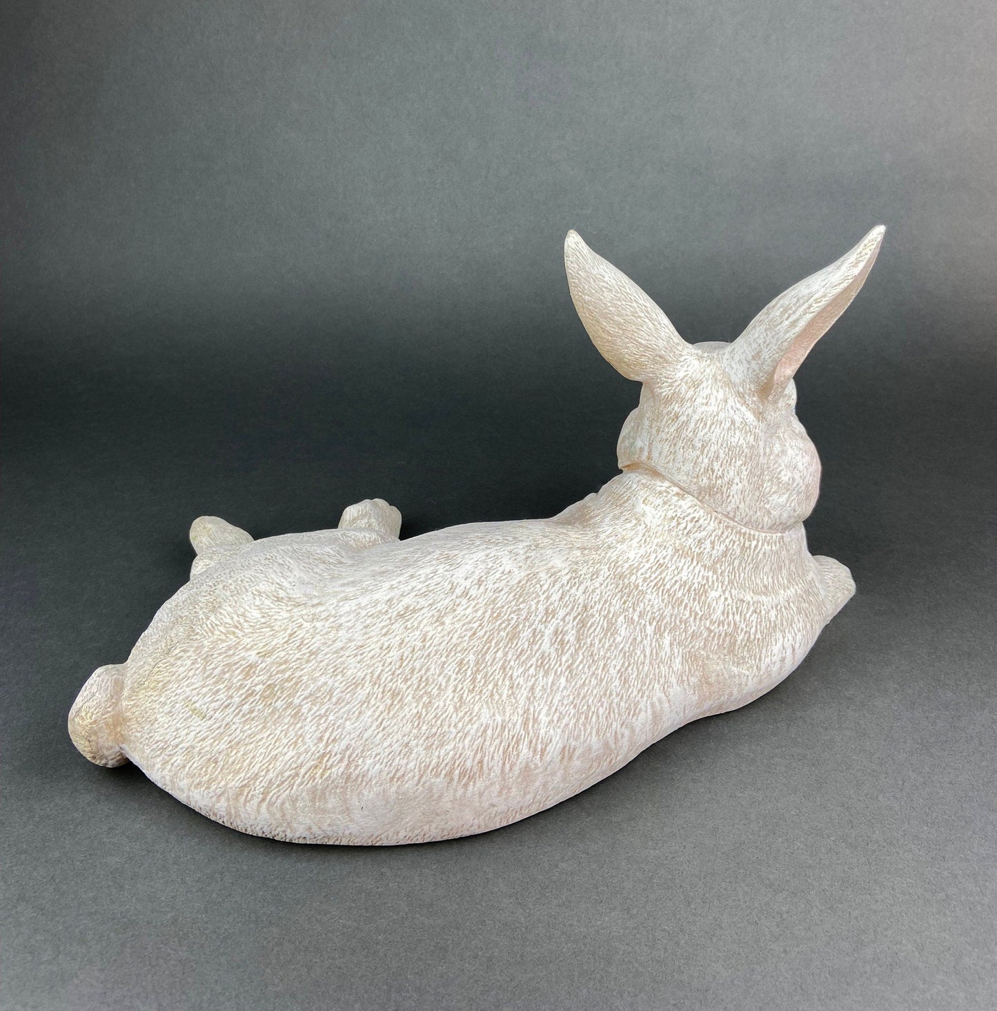 Large White Bunny Rabbit Figurine. Cute Reclining Plump Bunny for Easter and Spring Celebration. Modern Farmhouse. Rustic House Decor.