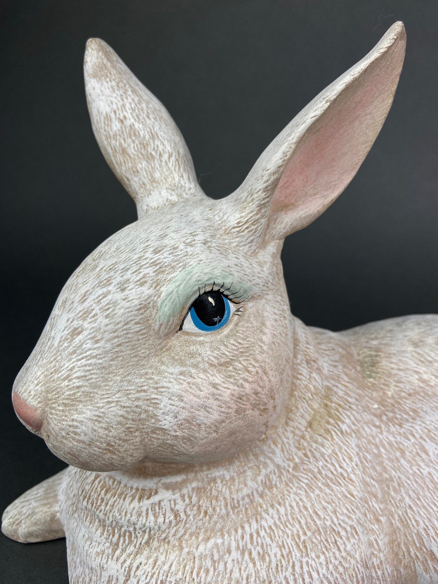 Large White Bunny Rabbit Figurine. Cute Reclining Plump Bunny for Easter and Spring Celebration. Modern Farmhouse. Rustic House Decor.