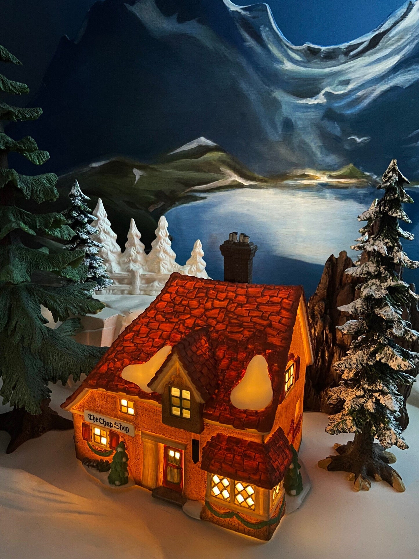Christmas Village Accessories by Department 56.  Illuminated Chop Shop.  Dickens Village Series.
