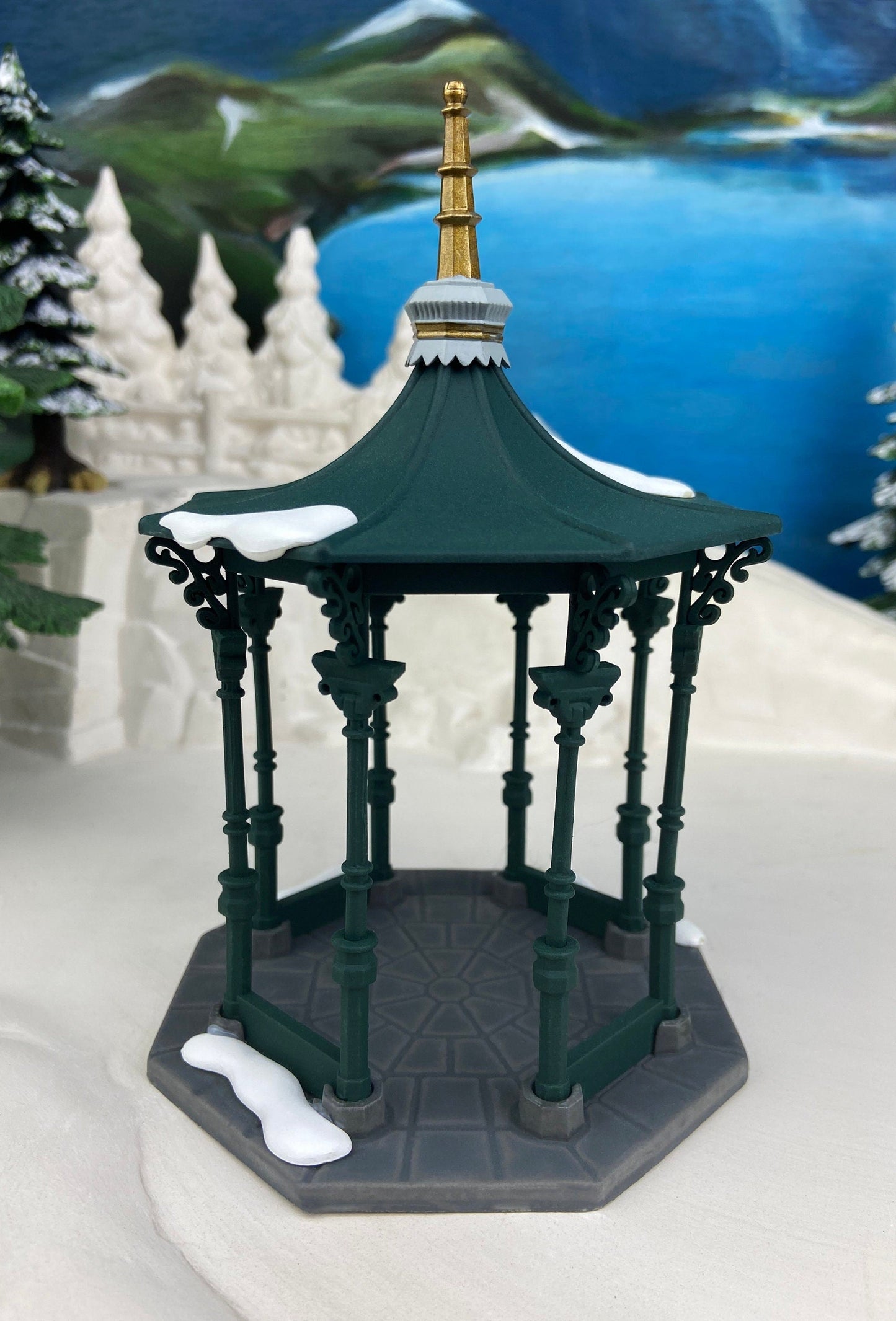 Christmas Village Accessories by Department 56.  Town Square Gazebo with Intricate Detail.