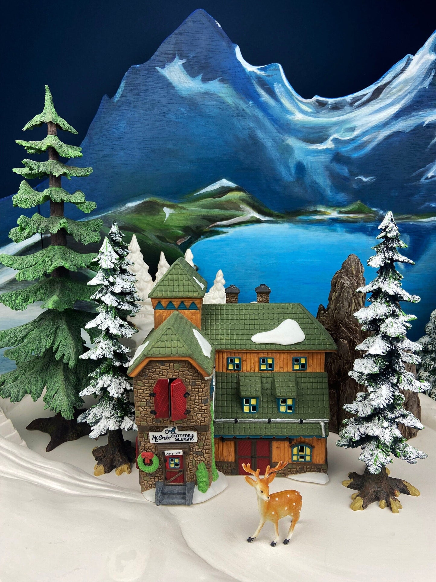 Christmas Village Accessories by Department 56. Illuminated McGrebe Cutters and Sleighs.  New England Village Series.