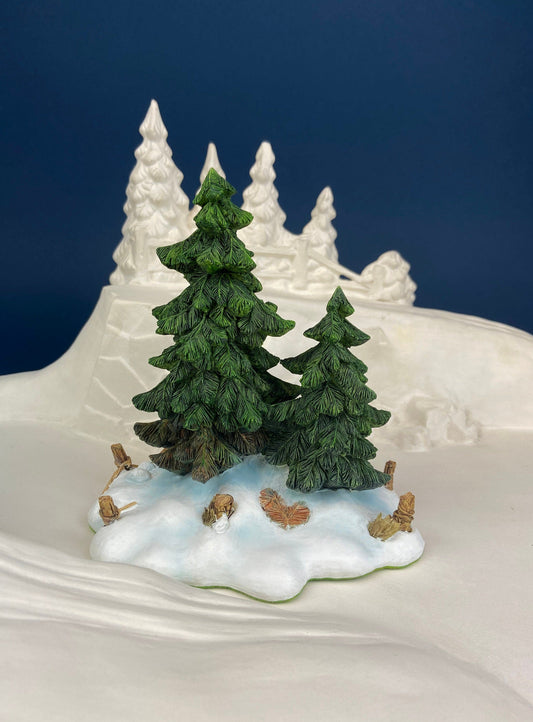 Christmas Village Accessories by Department 56. Two Pines in the Snow. Holiday Decor. Replacements.