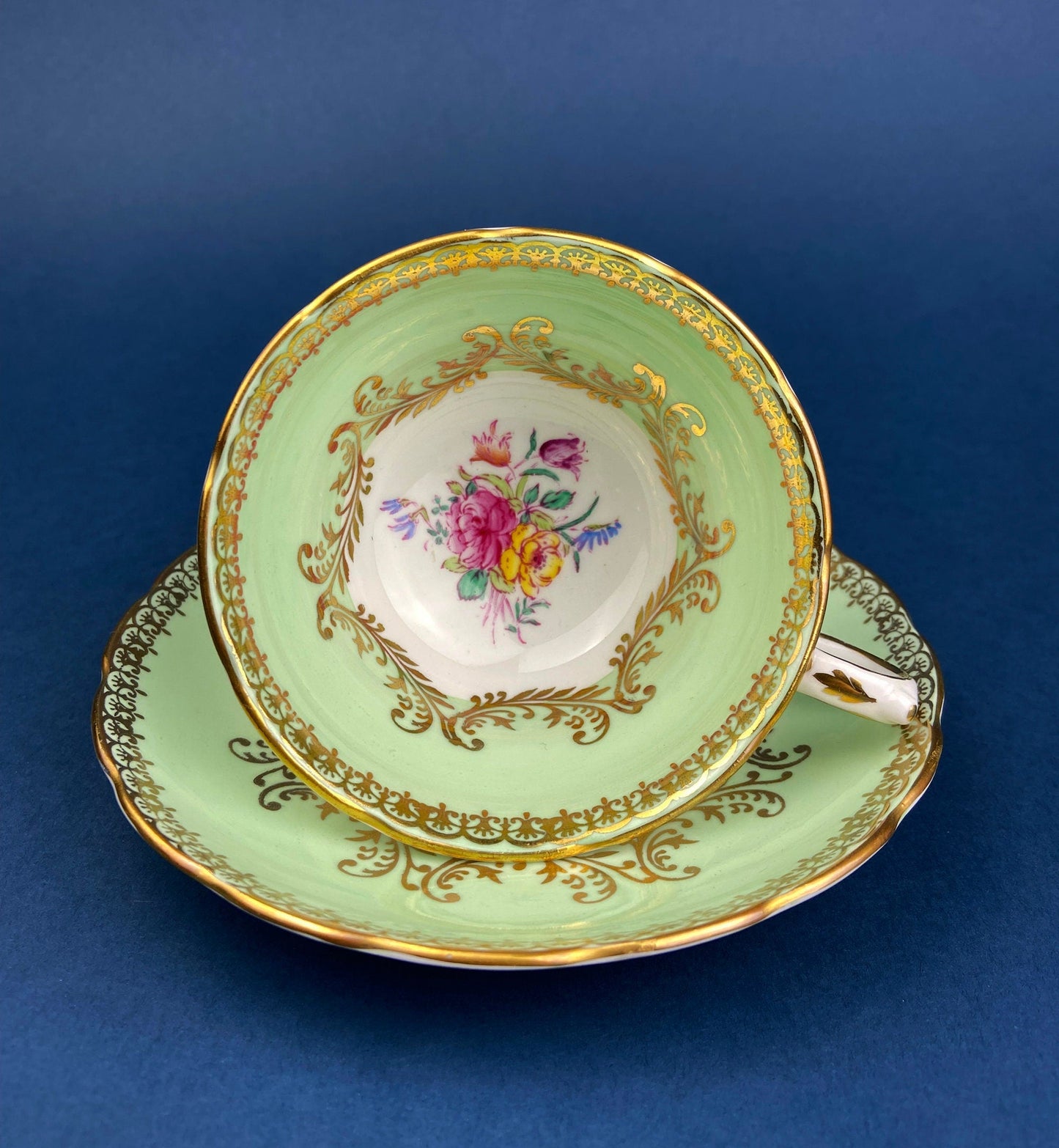 Vintage Tea/Coffee Cup and Saucer. Royal Chelsey Moss Rose. English Bone China. Fine Dining. Collectible Cup and Saucer.