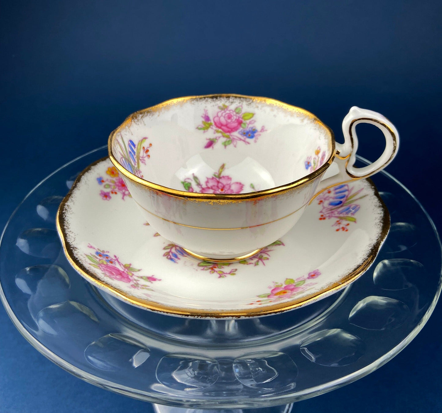 Vintage Teacup or Coffee Cup and Saucer. Royal Albert Georgina. Fine Bone China. Made in England.