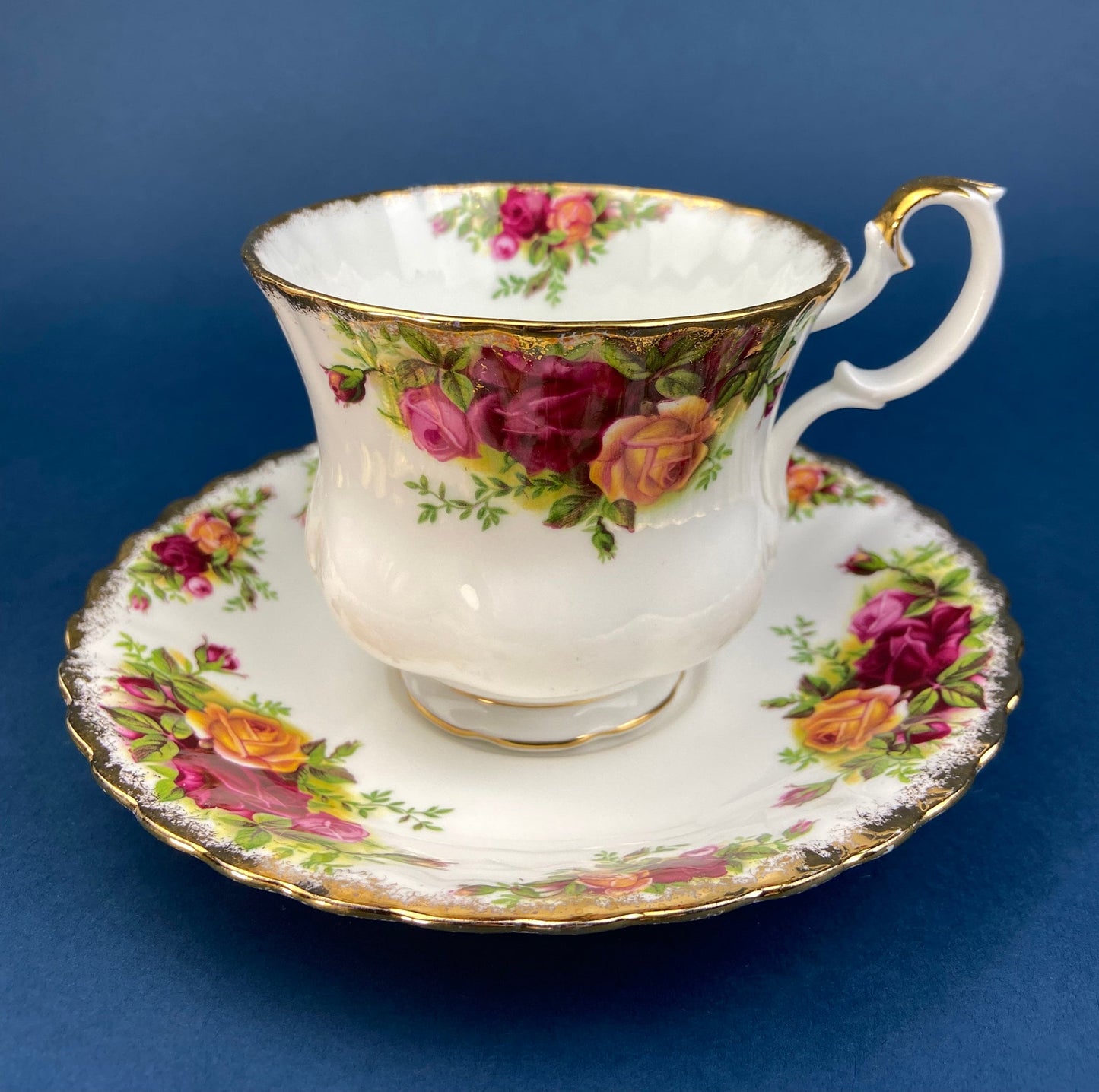 Royal Albert Cup and Saucer. Celebration Motif Tea/Coffee Set. Red, Pink & White Roses. Made in England. Collectibles. Gift for Her.