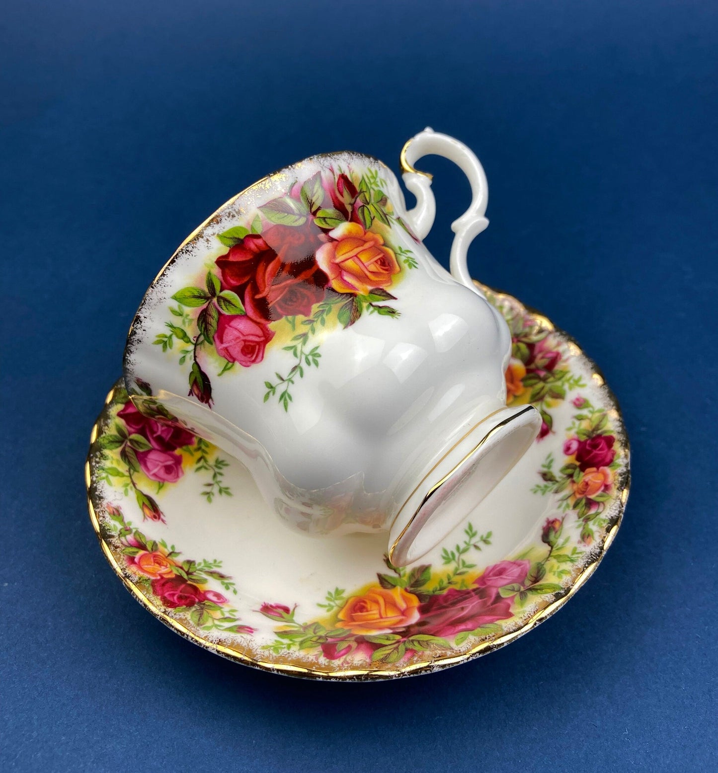 Royal Albert Cup and Saucer. Celebration Motif Tea/Coffee Set. Red, Pink & White Roses. Made in England. Collectibles. Gift for Her.
