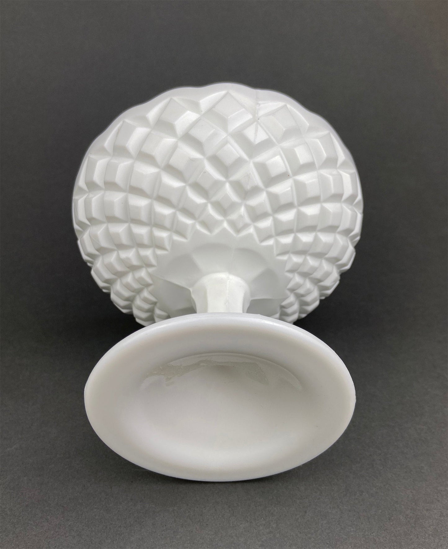 Vintage Milk Glass Footed Serving Dish or Goblet.  Waffle Pattern with Scalloped Edge. Candy Dish. Trinket Dish. Collectibles. Replacements.