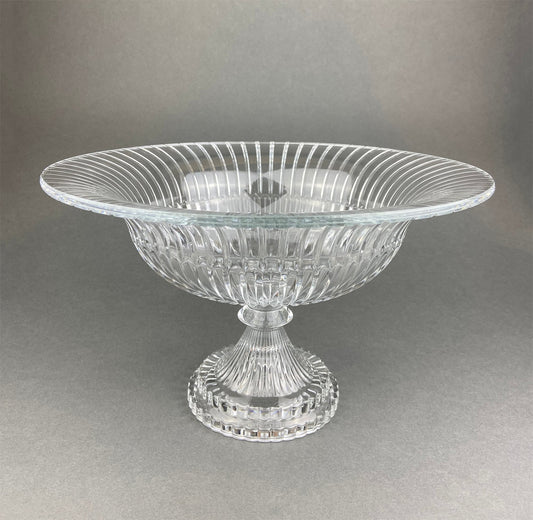 Large Crystal Footed Bowl. Clear Cut Crystal Centerpiece Serving Dish. Most Likely Waterford. Fine Dining. Elegant Fruit Bowl.