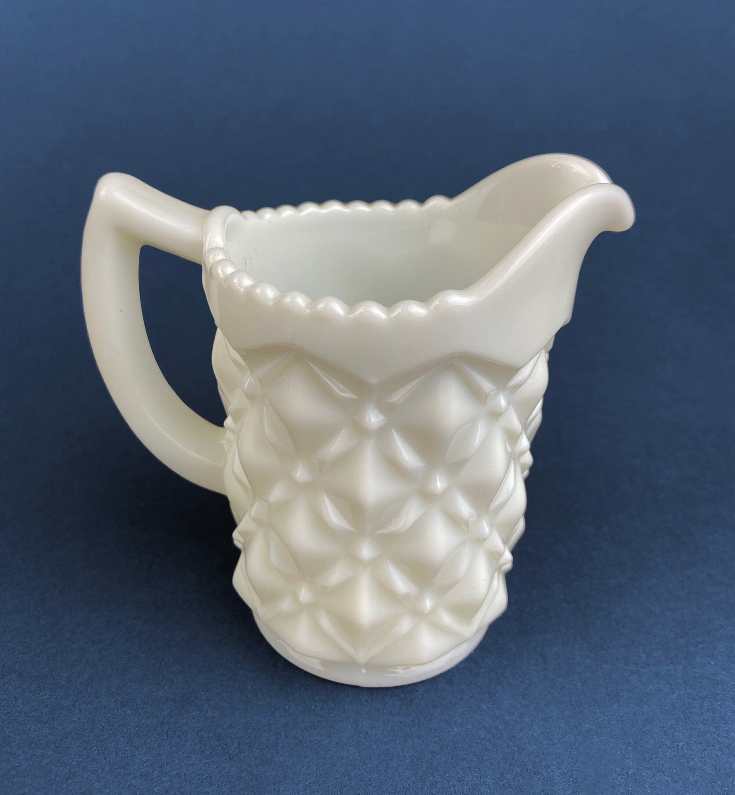 Milk Glass Creamer or Small Sauce Dish.  Hobnail Serving Dish. Scalloped edge Creamer or Sauciere. Fine Dining. Collectibles.