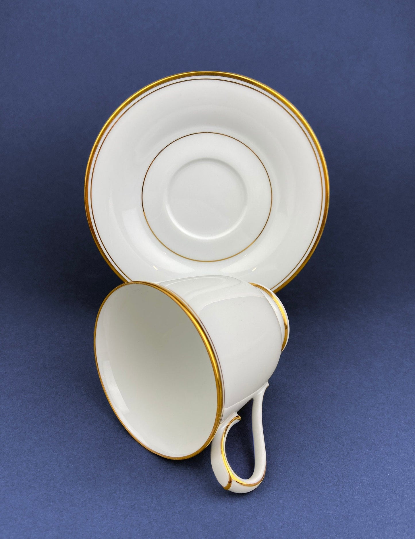 Vintage Cups and Saucers by Syracuse China. Governor Clinton Pattern.  Set of 5 Tea Cups Made in USA.