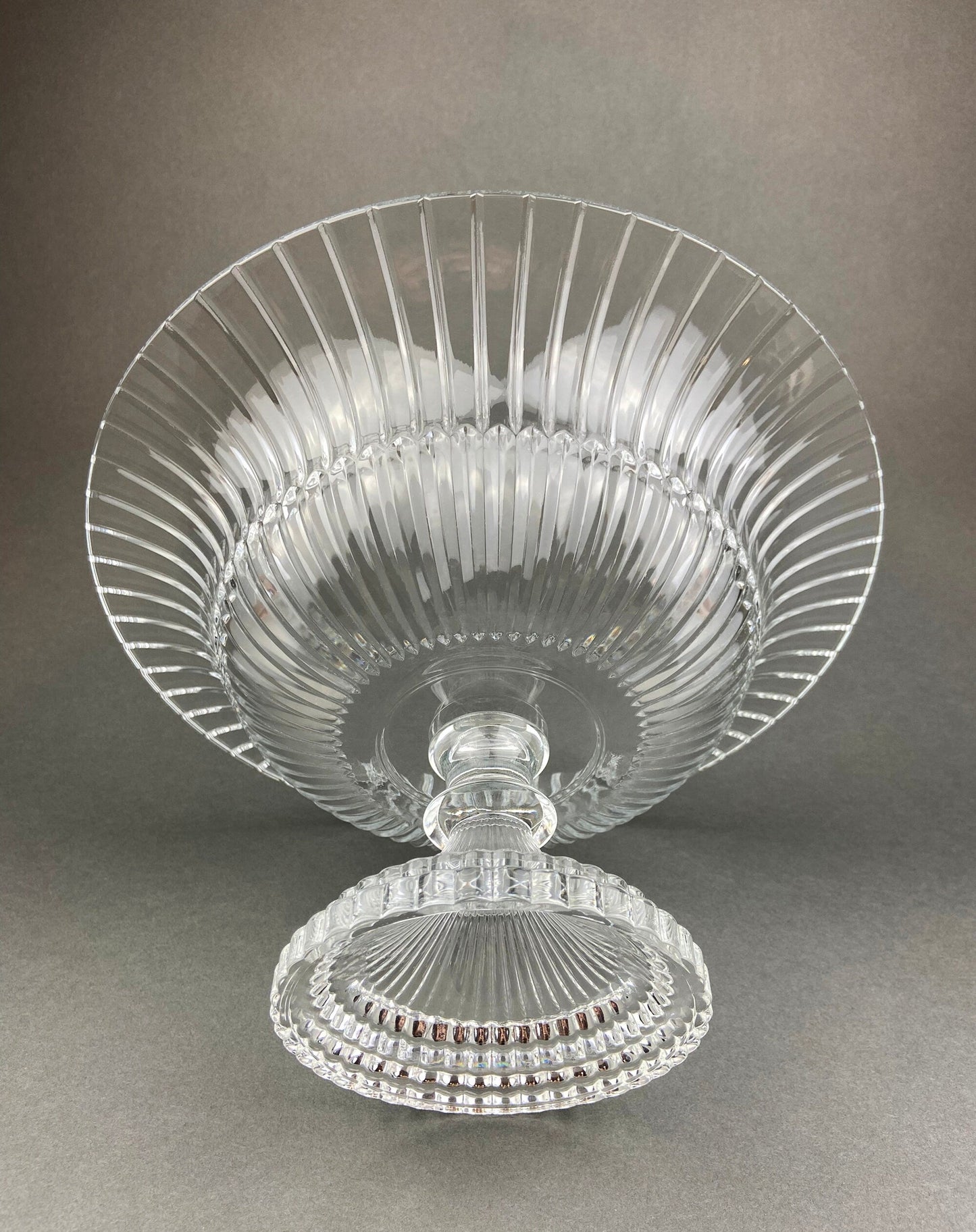 Large Crystal Footed Bowl. Clear Cut Crystal Centerpiece Serving Dish. Most Likely Waterford. Fine Dining. Elegant Fruit Bowl.