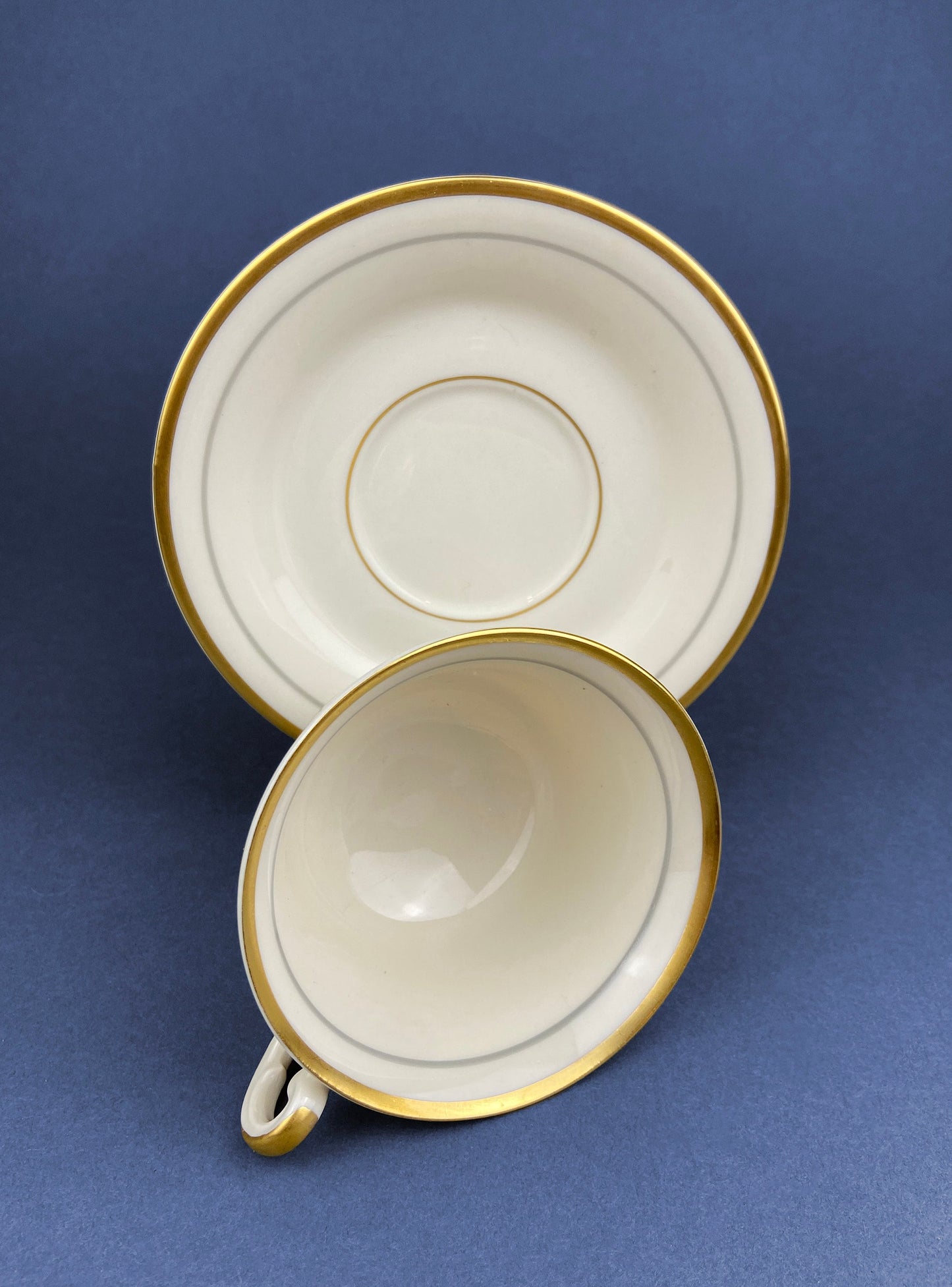 Vintage Cups and Saucers by Syracuse China. Governor Clinton Pattern.  Set of 5 Tea Cups Made in USA.